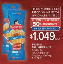 Carrefour Lucchetti fideos tallarin n° 5 oferta