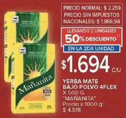 Carrefour Mañanita yerba mate bajo polvo 4flex oferta