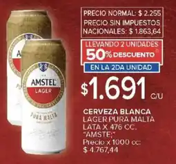 Carrefour Amste cerveza blanca lager pura malta lata oferta