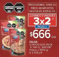 Carrefour Arcor salsa v/tipos doy pack oferta