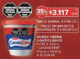 Carrefour Casancrem queso crema light/clásico pote oferta