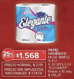 Carrefour Elegante papel higiénico hoja simple oferta