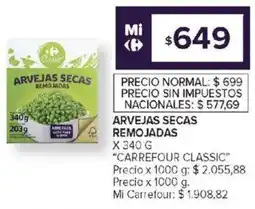 Carrefour Carrefour classic arvejas secas remojadas oferta