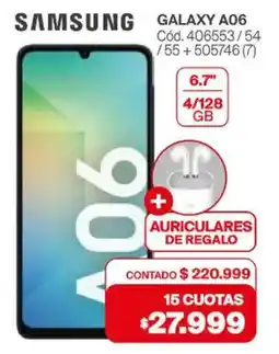 Naldo Lombardi Samsung Galaxy A06 + auriculares oferta