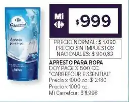 Carrefour Carrefour essential apresto para ropa doy pack oferta