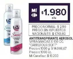 Carrefour Carrefour soft antitranspirante aerosol vfragancias oferta