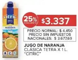 Carrefour Citric jugo de naranja clásica tetra oferta