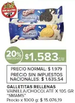 Carrefour Smams galletitas rellenas vainilla/chocolate oferta