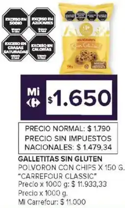 Carrefour Galletitas sin carrefour classic gluten polvoron con chips oferta