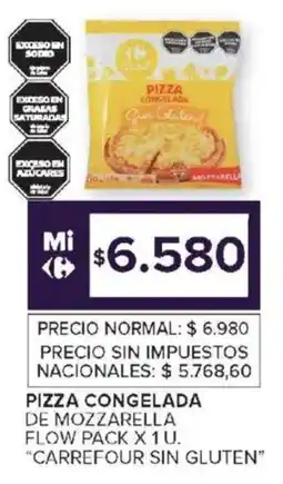 Carrefour Carrefour sin gluten pizza congelada de mozzarella flow pack oferta