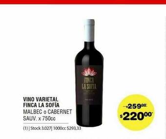 Atomo Conviene Vino Varietal Finca La Sofía oferta