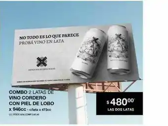 Atomo Conviene Combo 2 Latas De Vino Cordero Con Piel De Lobo oferta