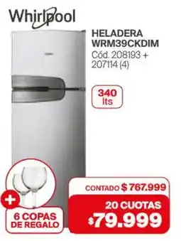 Naldo Lombardi Whirlpool heladera + 6 vasos oferta