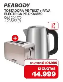 Naldo Lombardi PEABODY tostadora + pava eléctrica oferta