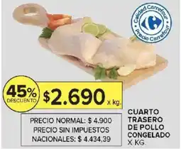 Carrefour Cuarto trasero de pollo congelado oferta