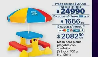 Carrefour Mesa Para Picnic Plegable Con Sombrille oferta