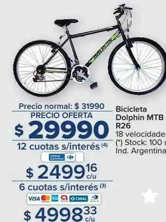 Carrefour Bicicleta Dolphin Mtb R26 oferta