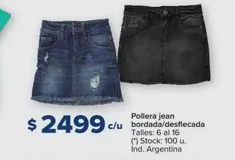 Carrefour Pollera Jean Bordada Desflecada oferta