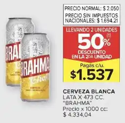 Carrefour Brahma cerveza blanca lata oferta