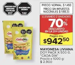 Carrefour Cada día mayonesa liviana doy pack oferta