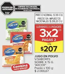 Carrefour Arcor jugo en polvo v/sabores sobre oferta