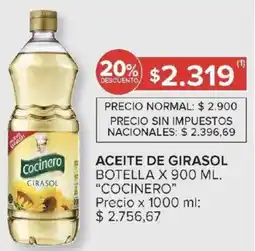 Carrefour Cocinero aceite de girasol botella oferta