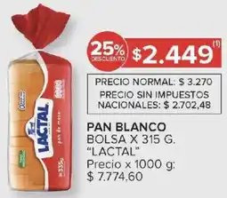 Carrefour Lactal pan blanco bolsa oferta