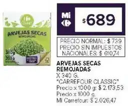 Carrefour Carrefour classic arvejas secas remojadas oferta