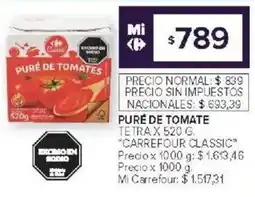 Carrefour Puré de tomates tetra oferta