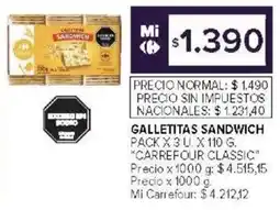 Carrefour Carrefour classic galletitas sandwich pack oferta