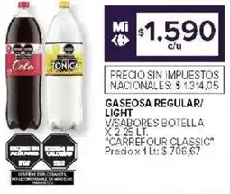 Carrefour Carrefour classic gaseosa regular/ light visabores botella oferta