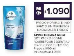 Carrefour Carrefour essential apresto para ropa doy pack oferta