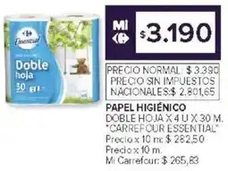 Carrefour Carrefour essential papel higiénico doble hoja oferta