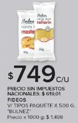 Carrefour Bulnez fideos v/ tipos paquete oferta
