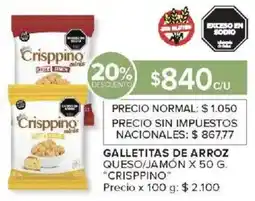 Carrefour Crisppino galletitas de arroz queso/jamón oferta