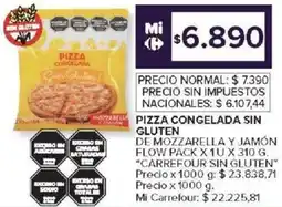 Carrefour Carrefour sin gluten pizza congelada sin gluten de mozzarella y jamón flow pack oferta