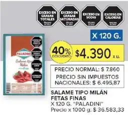 Carrefour Paladini salame tipo milán fetas finas oferta