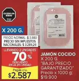 Carrefour Bajo precio garantizado jamón cocido oferta