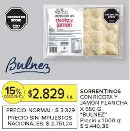 Carrefour Bulnez sorrentinos con ricota y jamón plancha oferta