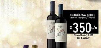 Cooperativa Obrera Vino Santa Julia Malbec O Cabernet Sauvignon oferta
