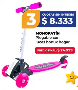 Supermayorista Vital Monopatín plegable con luces bonux hogar oferta
