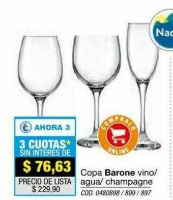 Rio Shop Deco Copa Barone Vino Agua Champagne oferta
