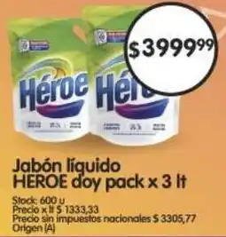 Supermercados Buenos Días Heroe jabón líquido doy pack oferta