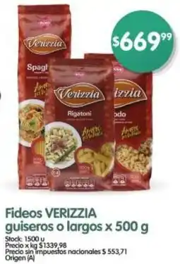 Supermercados Buenos Días Verizzia fideos guiseros o largos oferta