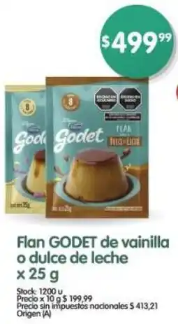 Supermercados Buenos Días Godet flan de vainilla o dulce de leche oferta