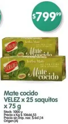Supermercados Buenos Días Velez mate cocido oferta