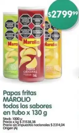 Supermercados Buenos Días Márolio papas fritas todos los sabores en tubo oferta