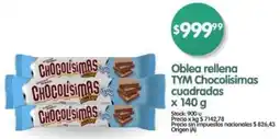 Supermercados Buenos Días Tym chocolisimas oblea rellena cuadradas oferta
