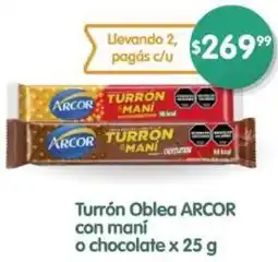 Supermercados Buenos Días Arcor turrón oblea con mani o chocolate oferta