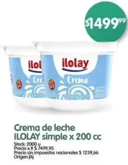 Supermercados Buenos Días Ilolay crema de leche simple oferta